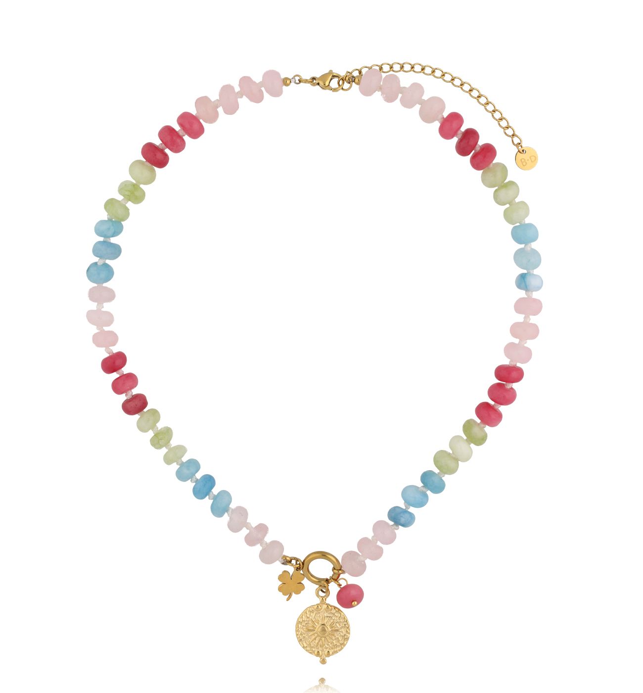Naszyjnik z różowych, zielonych i niebieskich kamieni - By Dziubeka