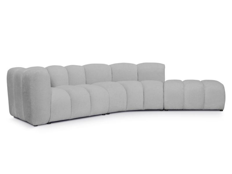 Narożnik prawostronny LaMiaSofa NAPOLI z tkaniny szenilowej 335x166 cm jasny szary 1 szt.