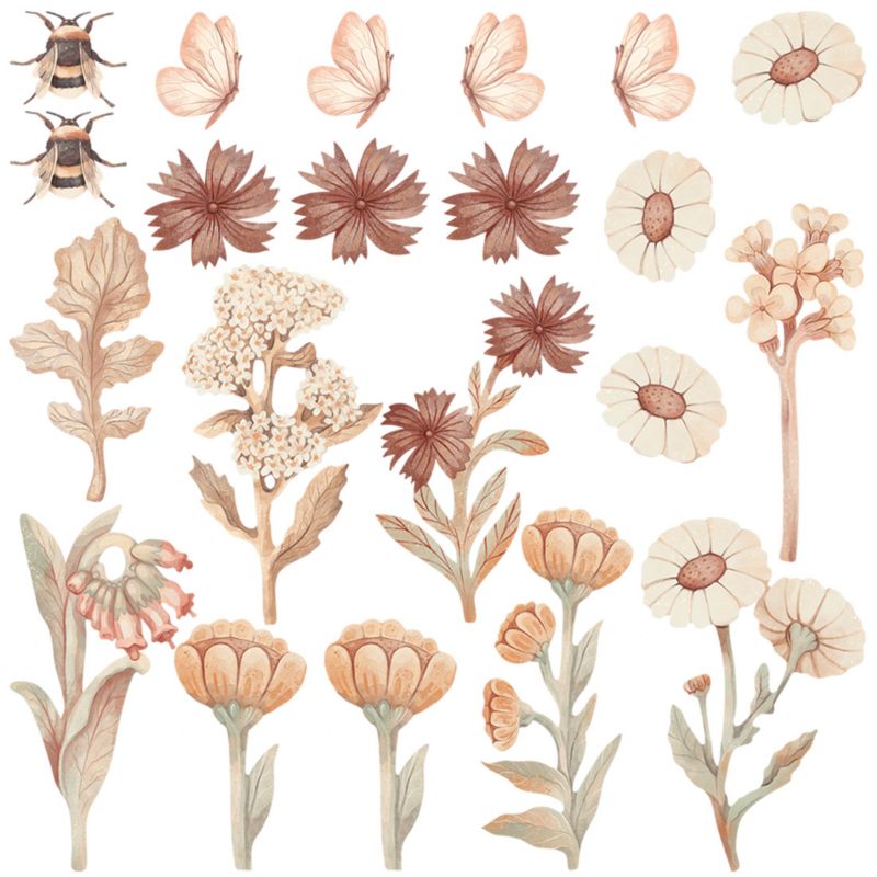 Naklejka na ścianę Pastelowe Love Kwiaty boho zestaw II 1 szt