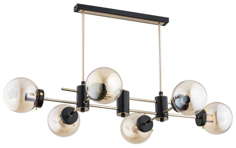 Żyrandol Alfa Linio 4969 czarno-złoty-bursztynowy 96 cm szerokości 6xE14 x 40W 1 szt.