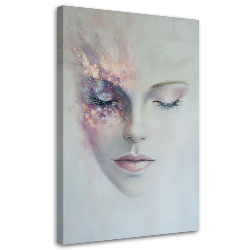 Obraz na płótnie Feeby Abstrakcyjny Portret Kobiety Szary 80x120cm 1szt