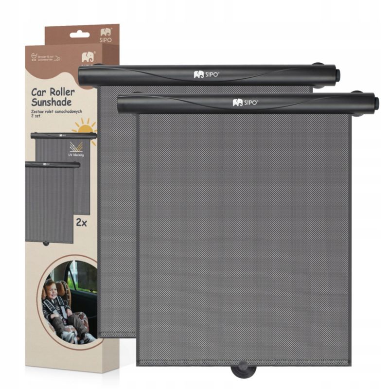Zestaw 2 rolet przeciwsłonecznych SIPO na szyby do samochodu dla dzieci 1 kpl