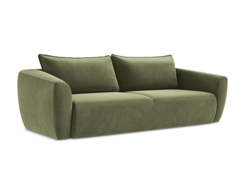 Kanapa 3-osobowa z funkcją spania LaMiaSofa PISA z tkaniny welwetowej 238x102 cm oliwkowy 1 szt.