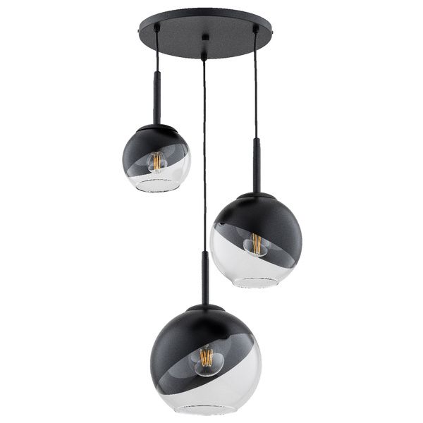 Lampa wisząca Alfa Invero czarno-przezroczysty nowoczesna 3xE27 x 15W 1 szt.