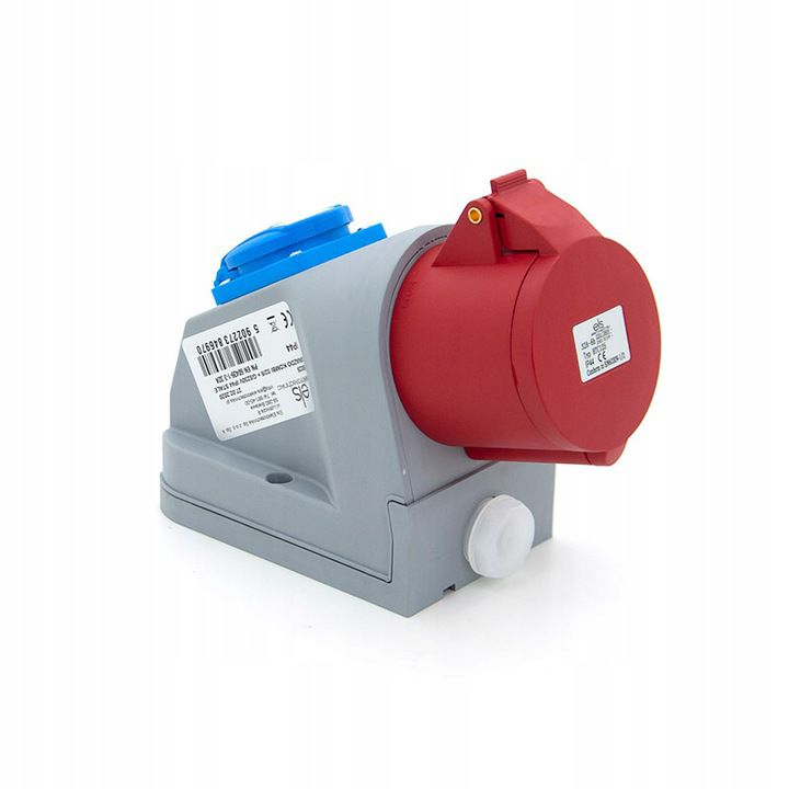 Gniazdo siłowe stałe kombi ELS Elektrotechnika N1T01 32A 3P+Z+N 400V 1x230V, zabezpieczenie topikowe, natynkowe, 1 szt.