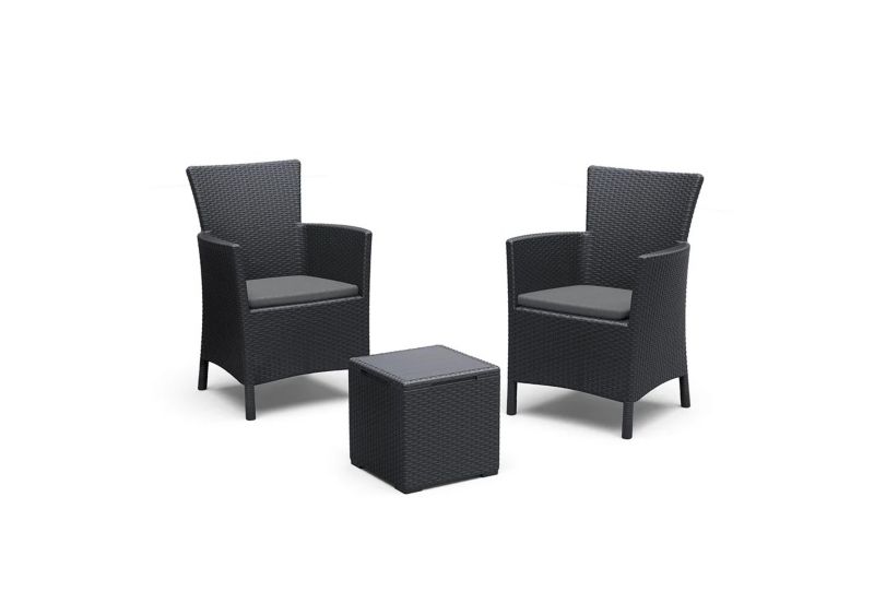 Zestaw balkonowy Keter Iowa Essential Set ze stolikiem Vigo 2-osobowy Grafit 1 kpl.