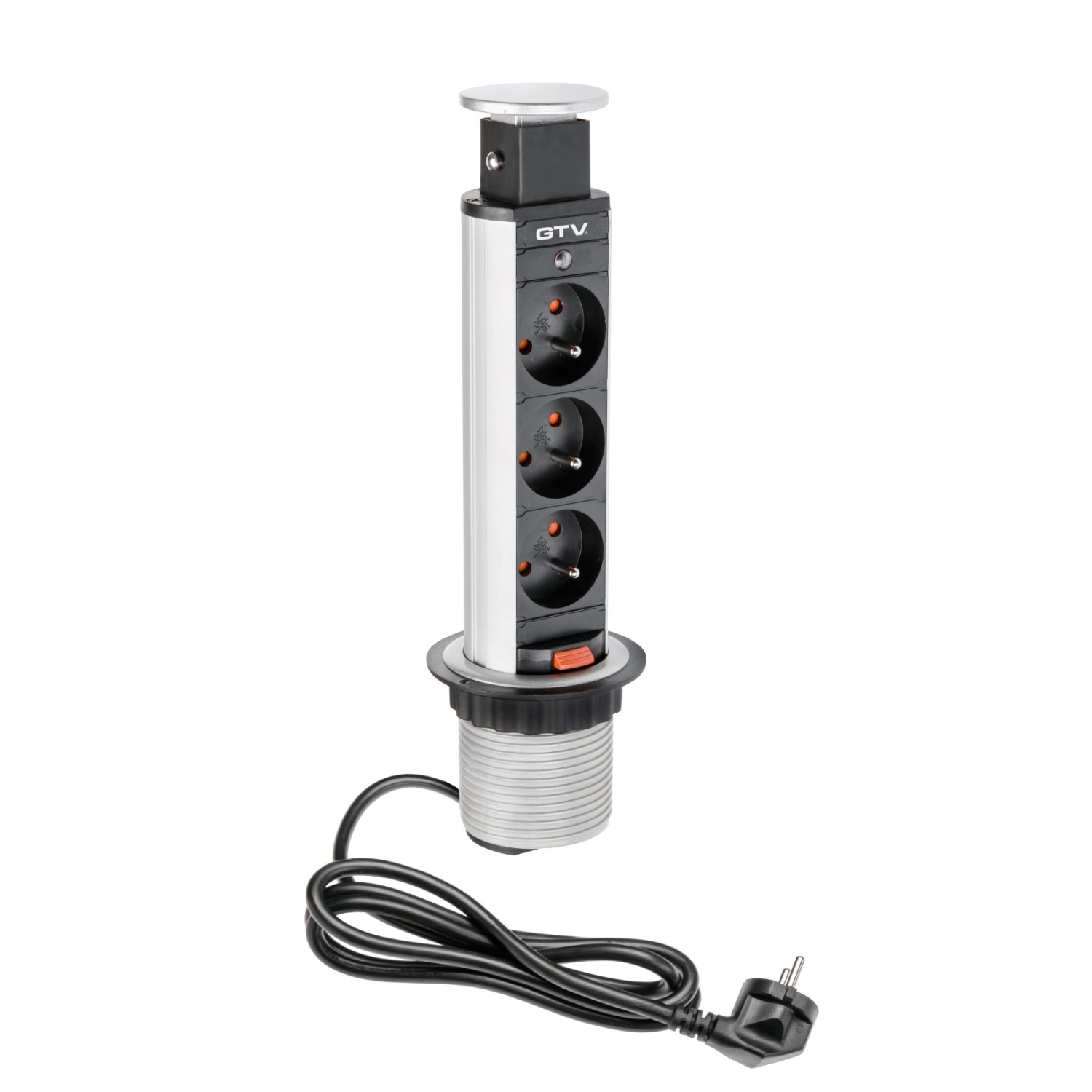 GTV Gniazdo meblowe wysuwane srebrne 3 x 230V