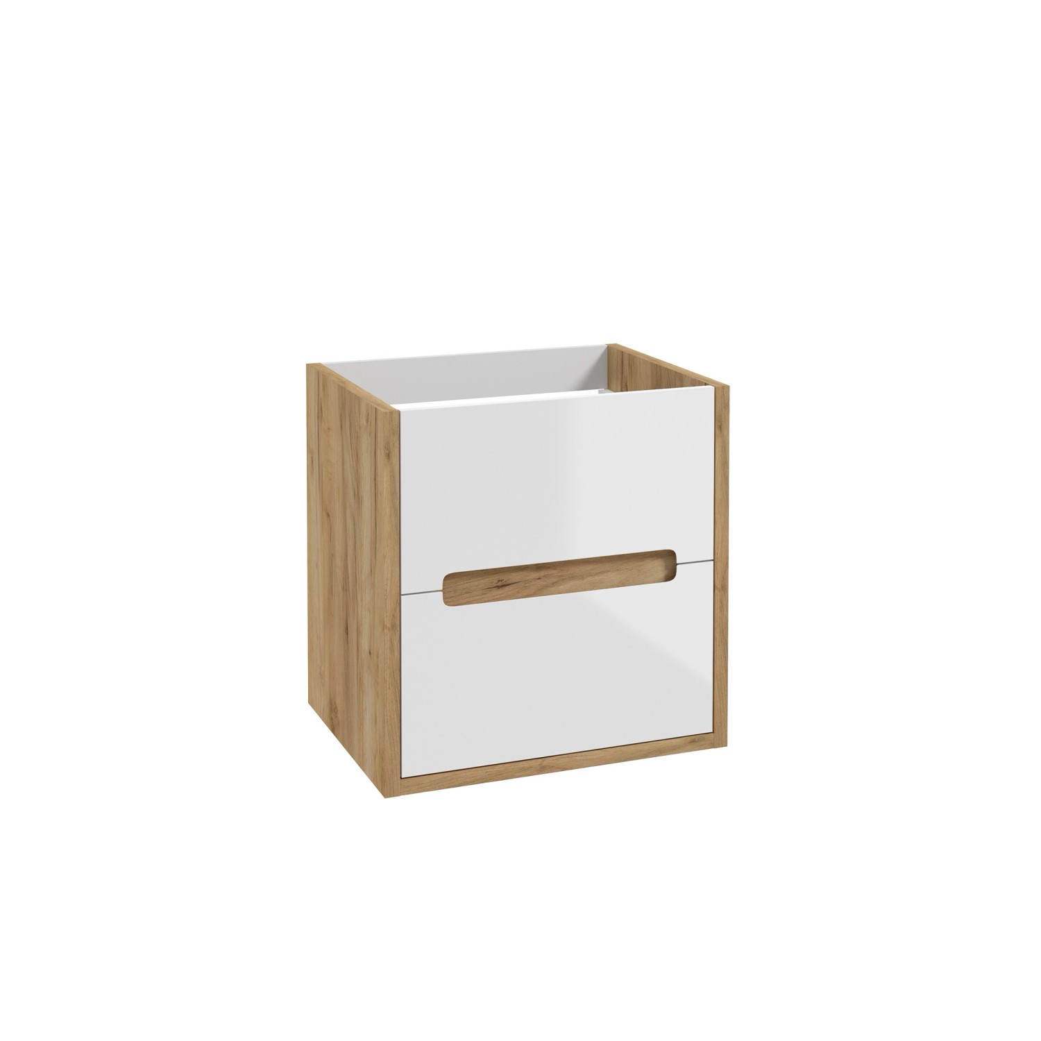 Defra Szafka Nobu 60 pod umywalkę 2 szuflady biały/ dąb złoty