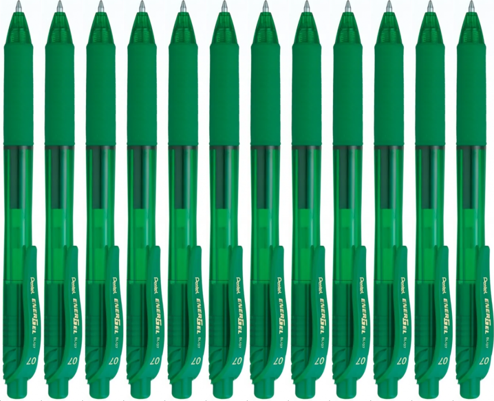 12x Pióro kulkowe automatyczne Pentel, EnerGel BL-107, 0.7mm, zielony
