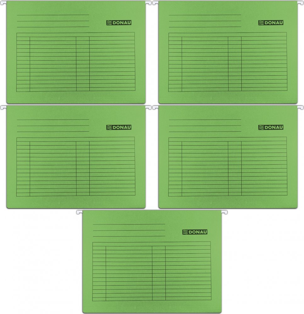 5x Teczka zawieszkowa Donau, A4, 230g/m2, zielony