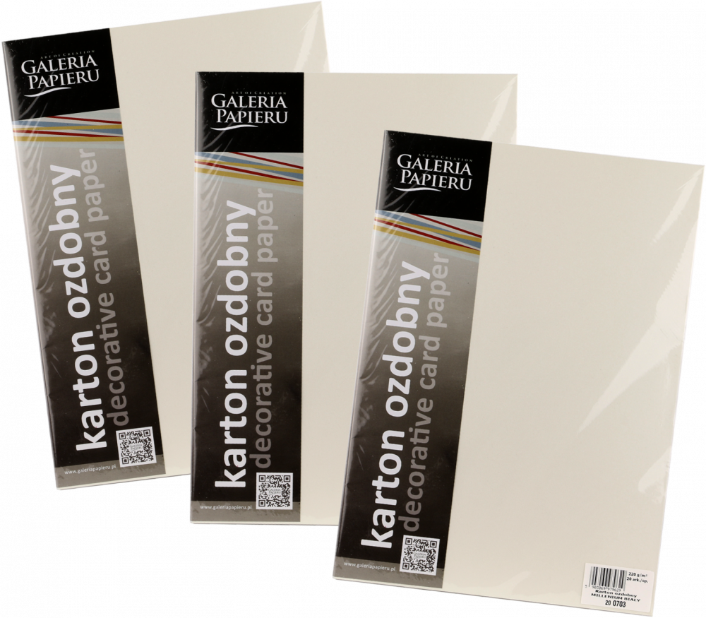 3x Karton ozdobny Galeria Papieru Millenium, A4, 220g/m2, 20 arkuszy biały