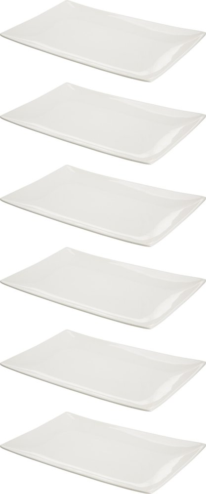 6x Półmisek prostokątny Altom Design Regular, 26cm, porcelana, kremowy
