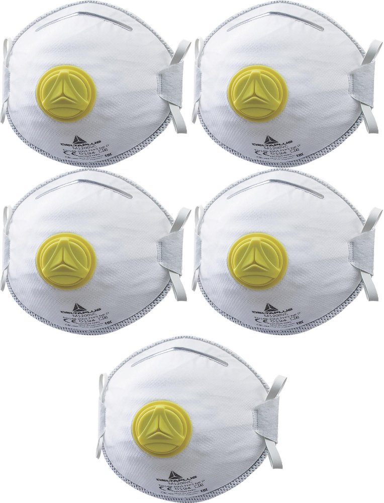 5x Półmaska jednorazowa Delta Plus M1200VC FFP2, z zaworem, biały