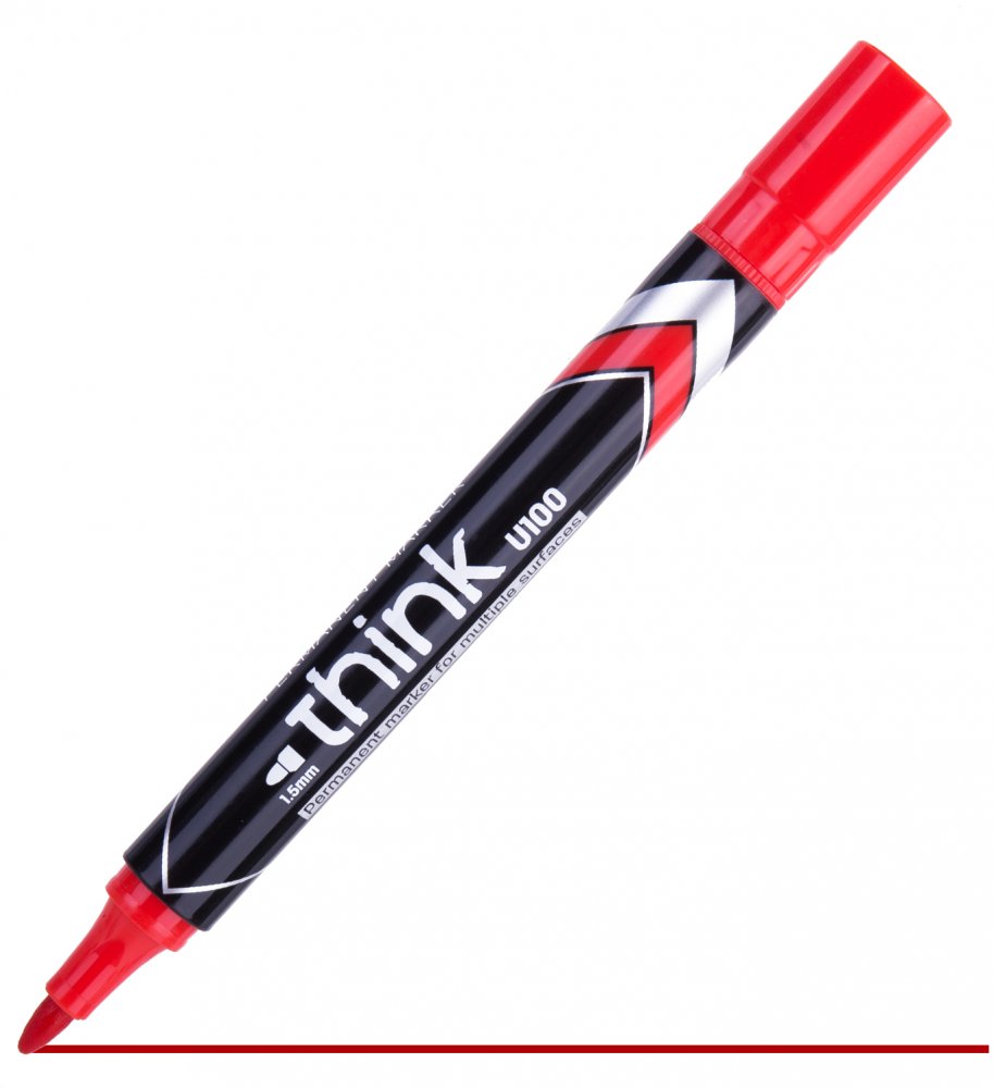Marker permanentny Deli Think U100, okrągła, 1.5mm, czerwony