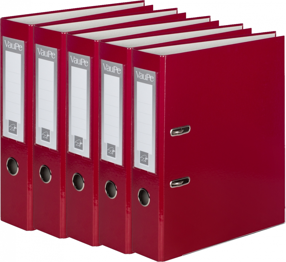 5x Segregator A4 VauPe FCK, 75mm, do 500 kartek, bordowy
