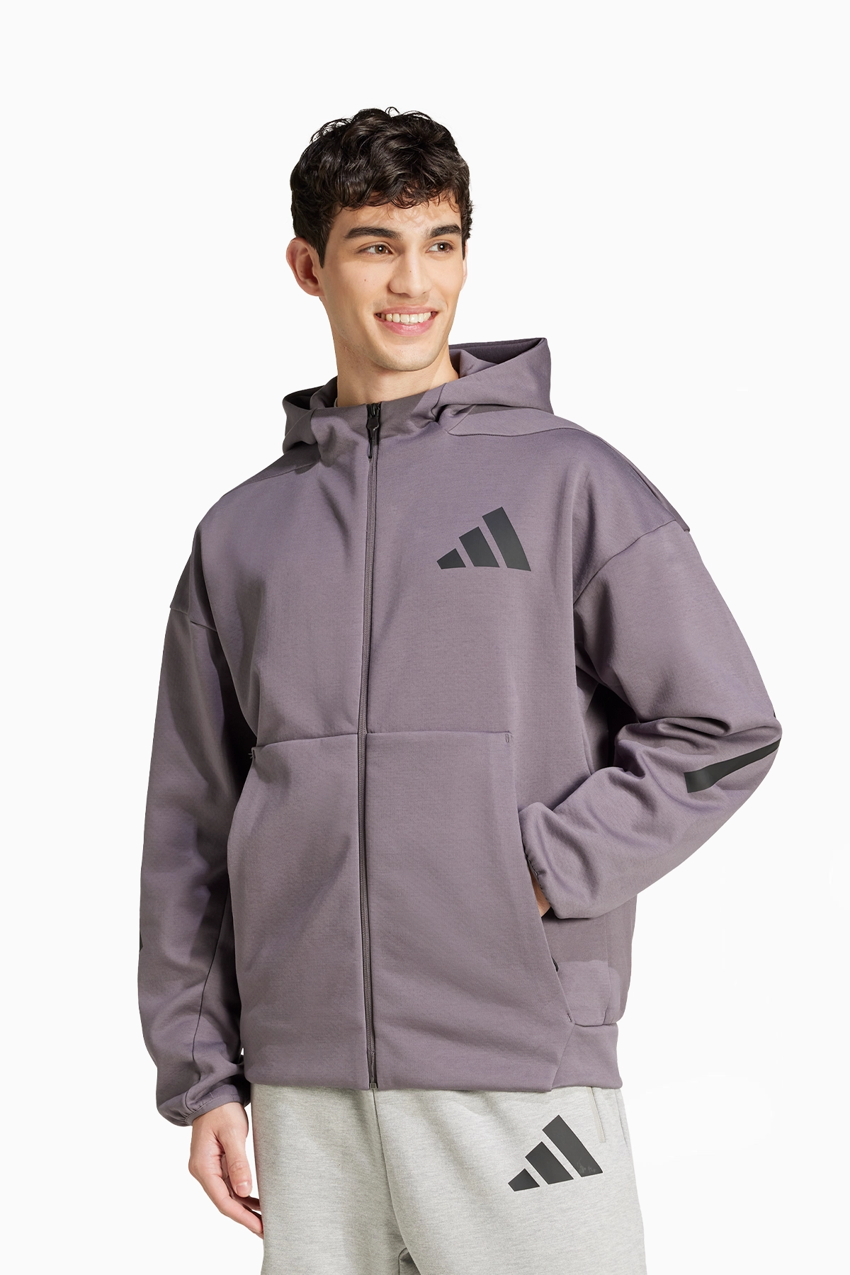 Bluza z kapturem adidas Z.N.E. Full-Zip - Szary