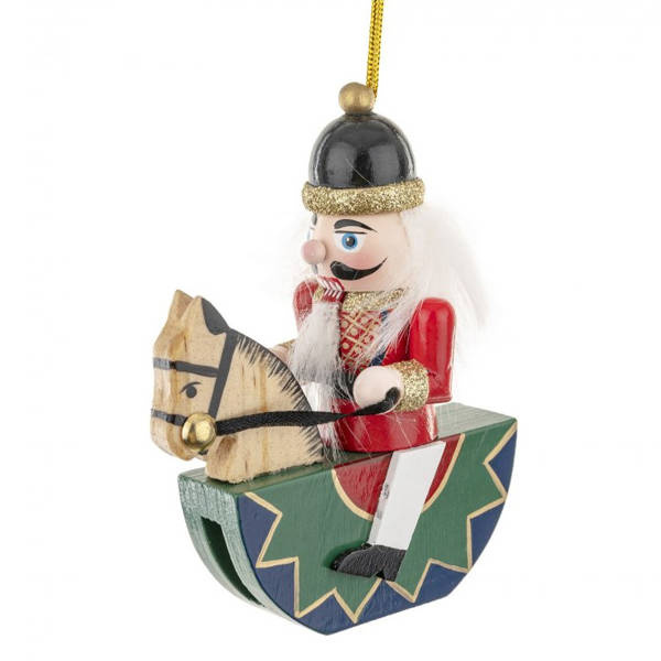 Dziadek do orzechów czarna czapka na koniu 10cm