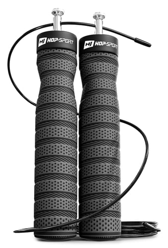 Skakanka z łożyskami i miękkim uchwytem szara