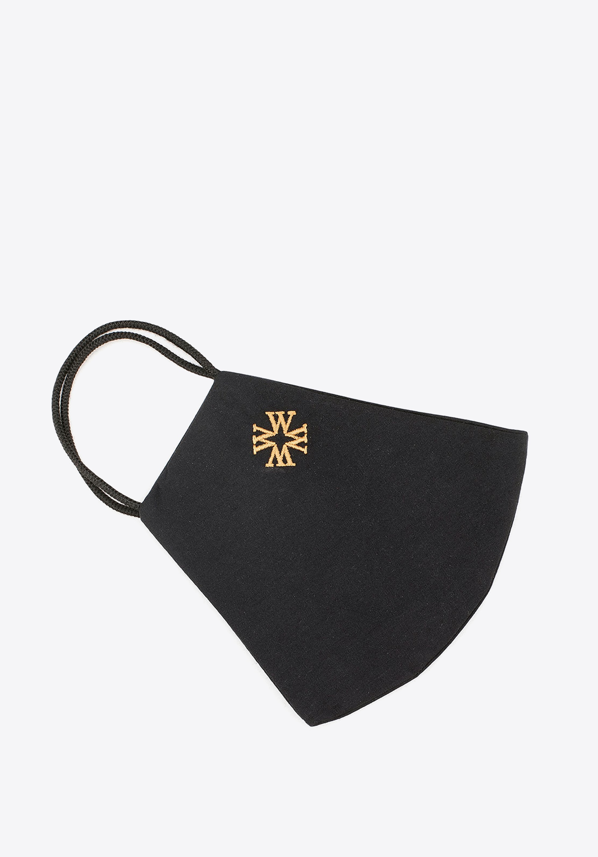 Maseczka bawełniana profilowana ze złotym monogramem czarna