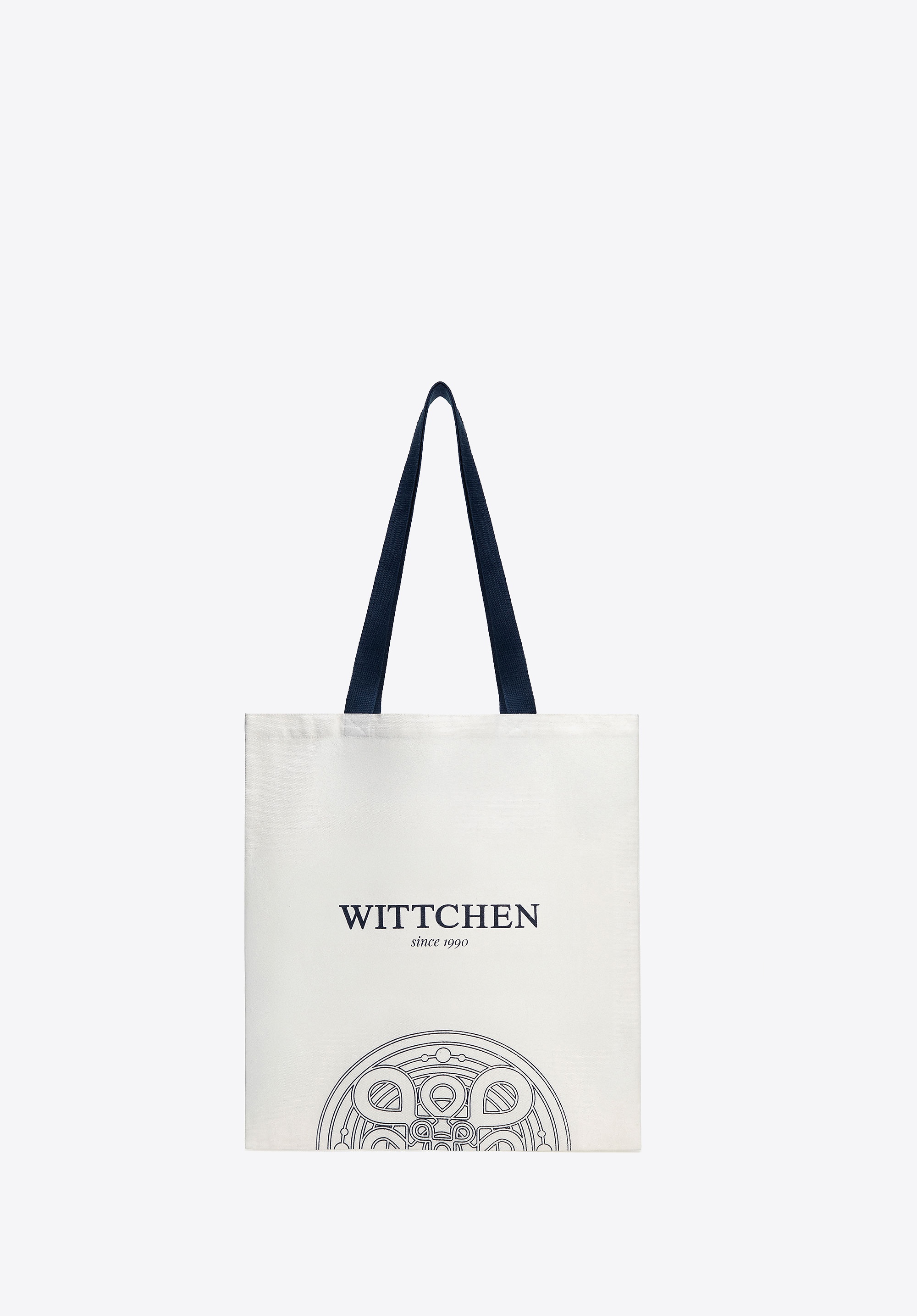 Torba płócienna z motywem mandali kremowo - granatowa