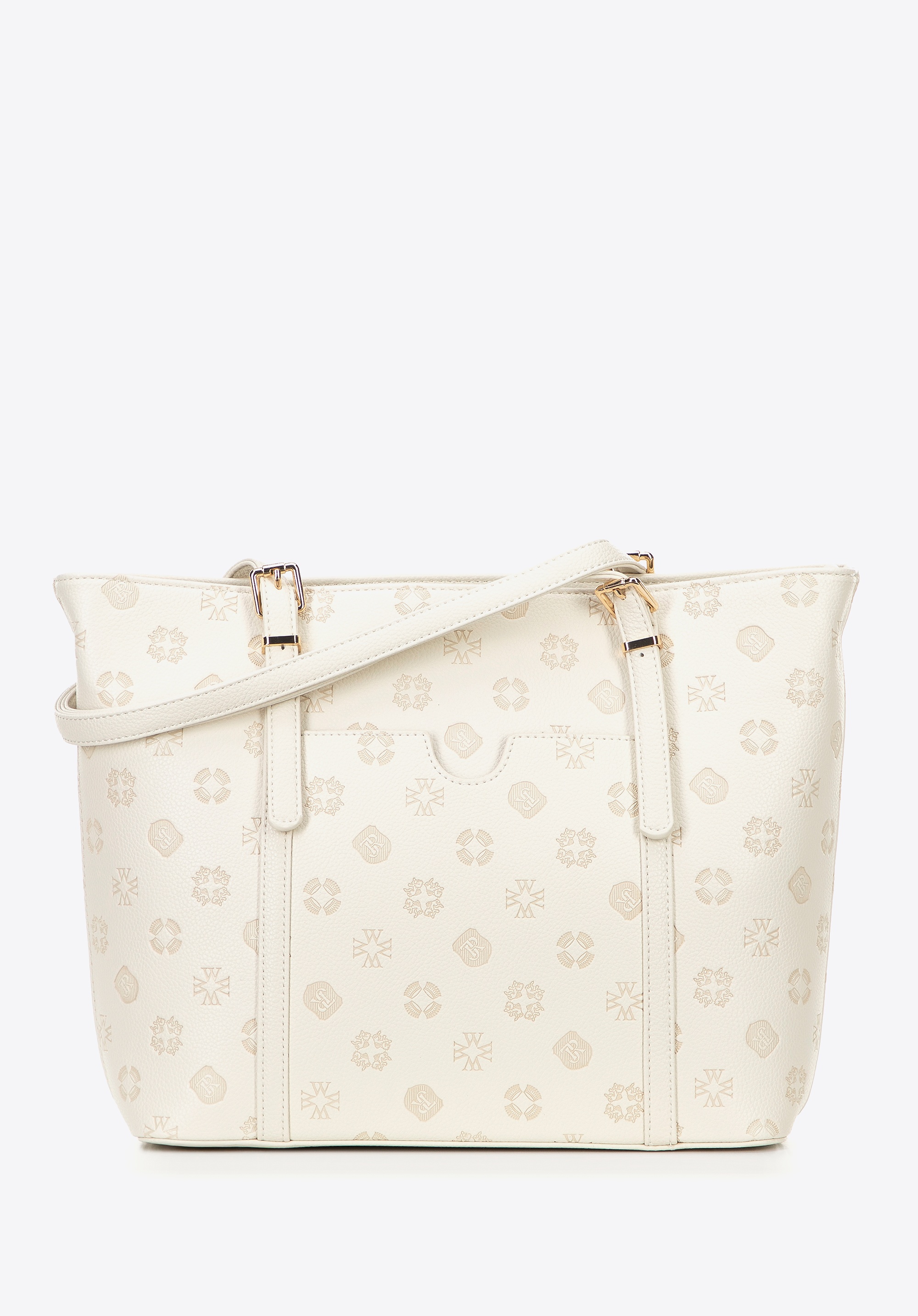 Damska shopperka z imitacji skóry z tłoczeniem kremowa