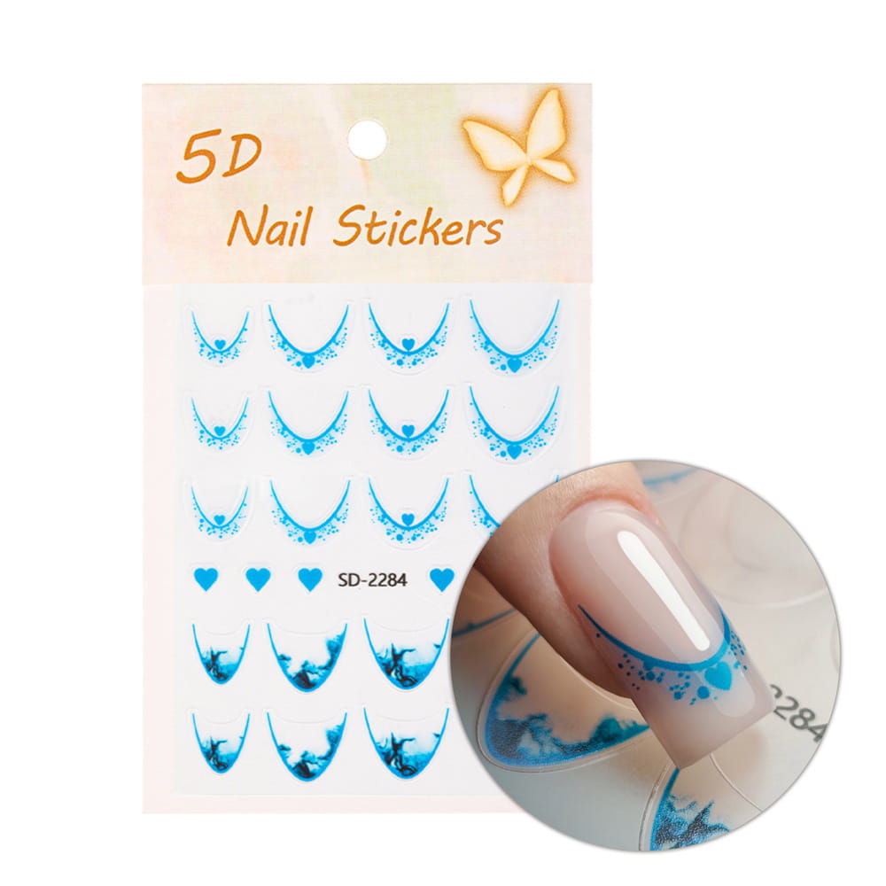 Naklejki samoprzylepne na paznokcie 5D/ French/ Francuska linia uśmiechu 20szt blue SD-2284