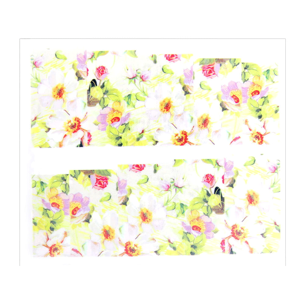 Naklejki wodne do paznokci arkusz 6,5 x 5,5 cm na 10 palców yb Nr 645