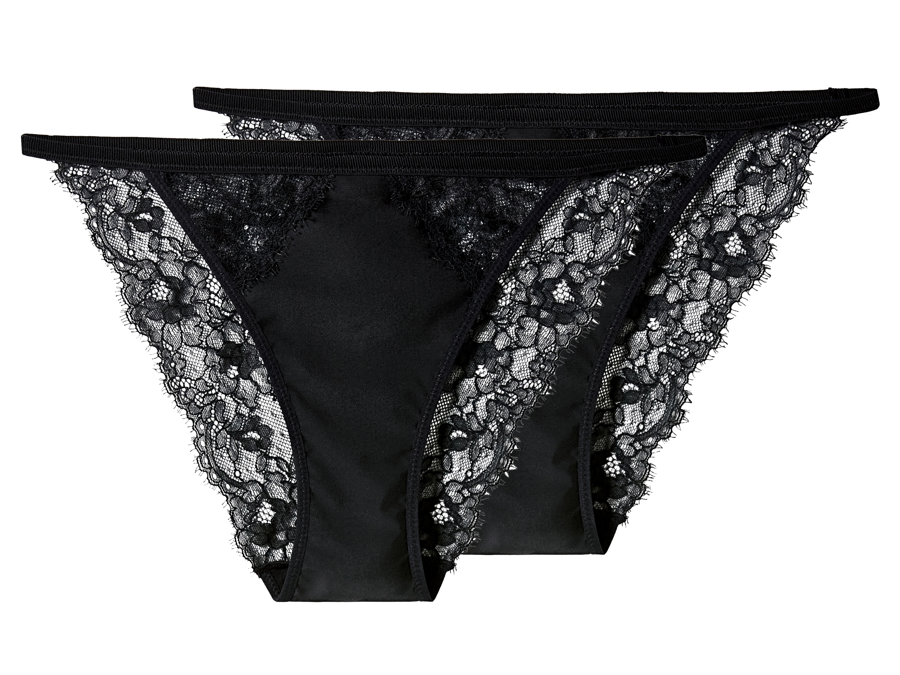 esmara Majtki figi damska z koronką, 2 pary Czarny, M40/42