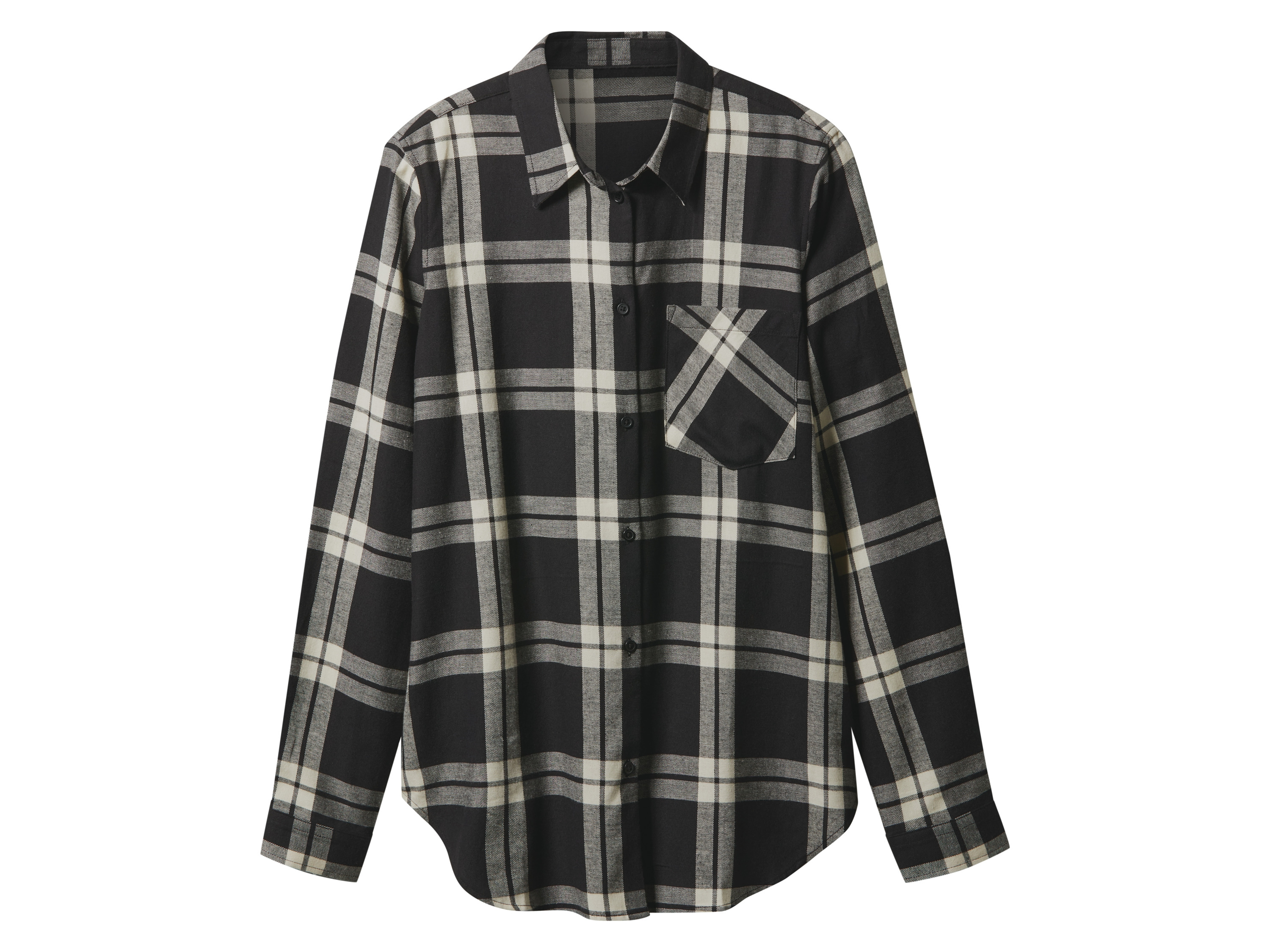 esmara Koszula flanelowa damska z bawełny Czarny, XS 32/34