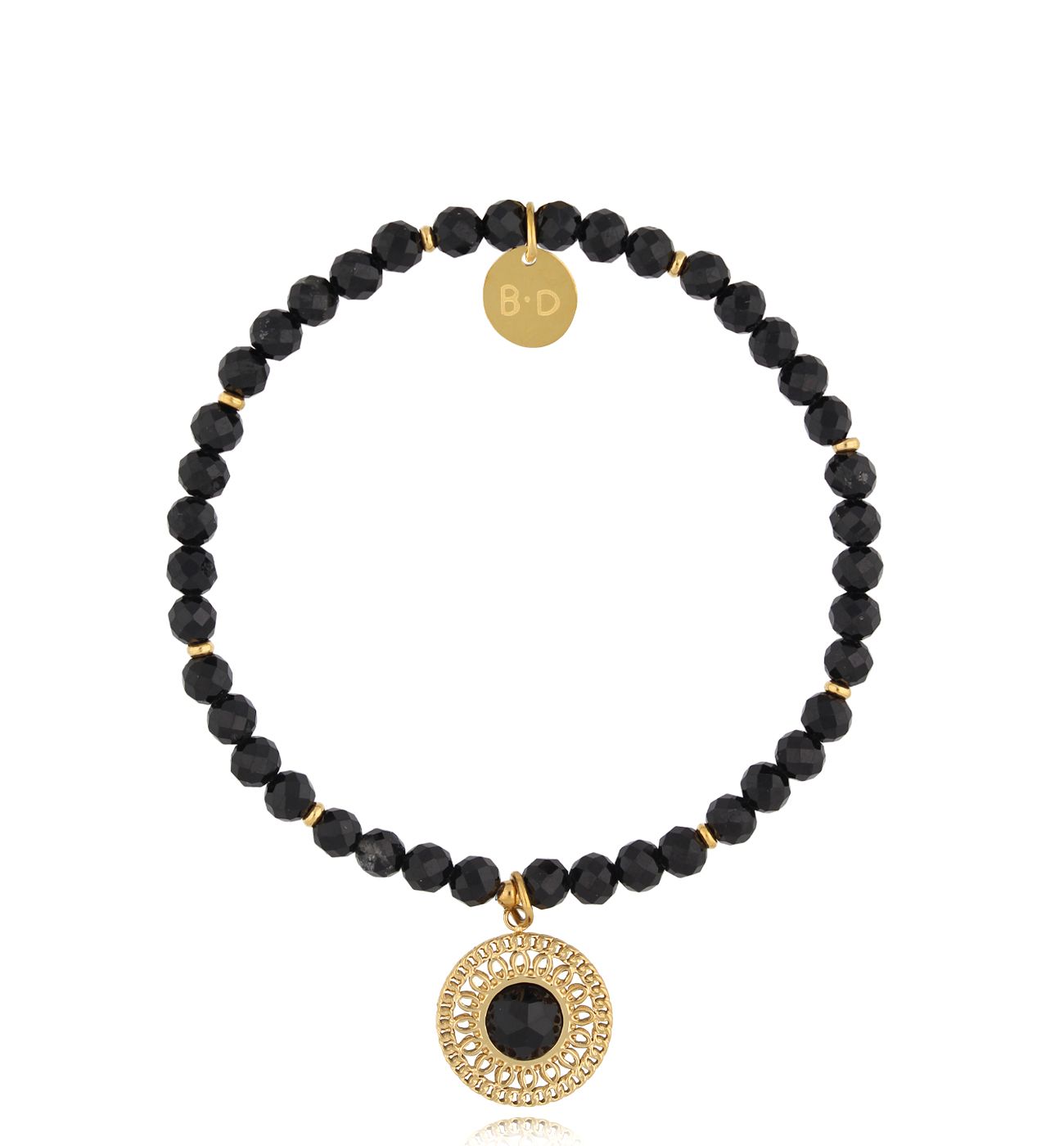 Bransoletka czarna z turmalinami i zawieszką Armod BTW2021