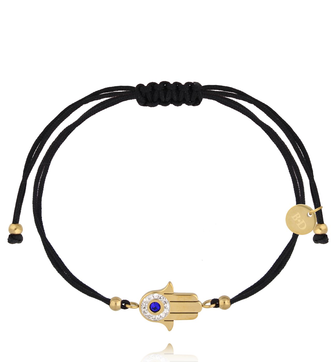 Bransoletka z czarnym sznurkiem i ręką Fatimy BGL1069 - By Dziubeka