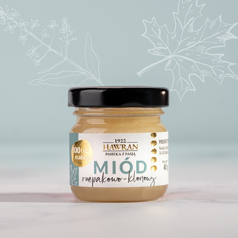 Miód rzepakowo - klonowy 45g - Pasieka z Pasją Hawran