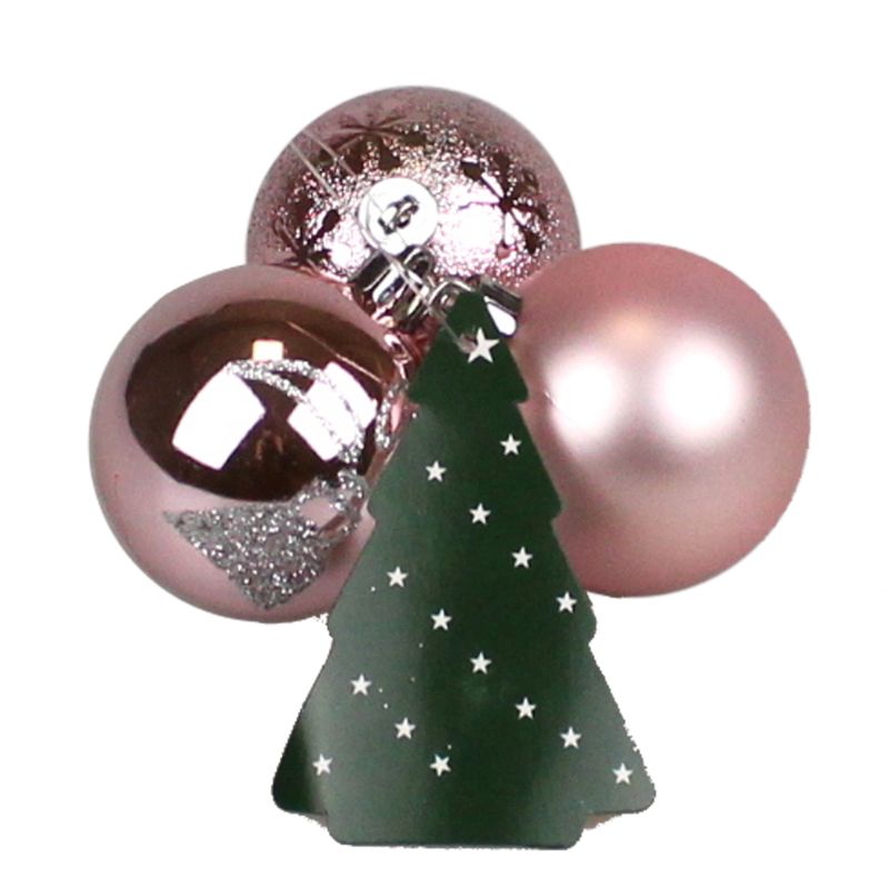 Bombki 6 cm różowe 3 szt.