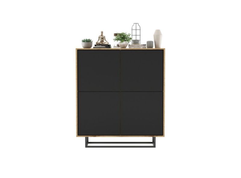 Komoda Meble Lindner NILA 4D 113 dąb wotan/czarna mat 1 szt.