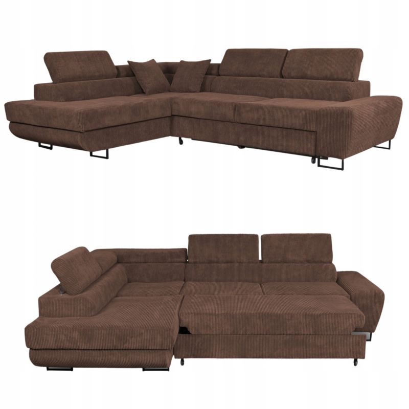 Narożnik do salonu rozkładany lewy Family Meble Savio brąz 1szt