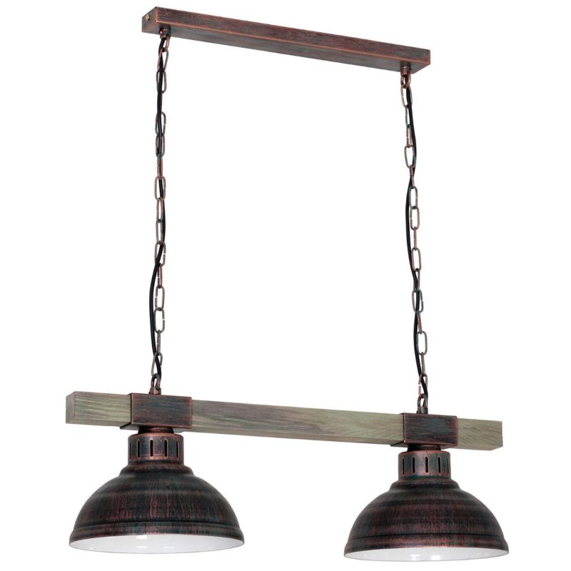 Lampa sufitowa Luminex Hakon brązowo-jasne drewno wym: 68 x 60 x 21 cm 2xE27 x 15W metal 1 szt.