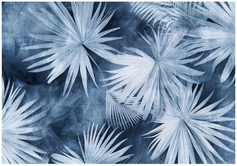 Fototapeta WALLARENA Do Sypialni Salonu Na Flizelinie Liście Nowoczesny Abstrakcja Niebieski 312x219 cm 15975VEXXL 1 szt.