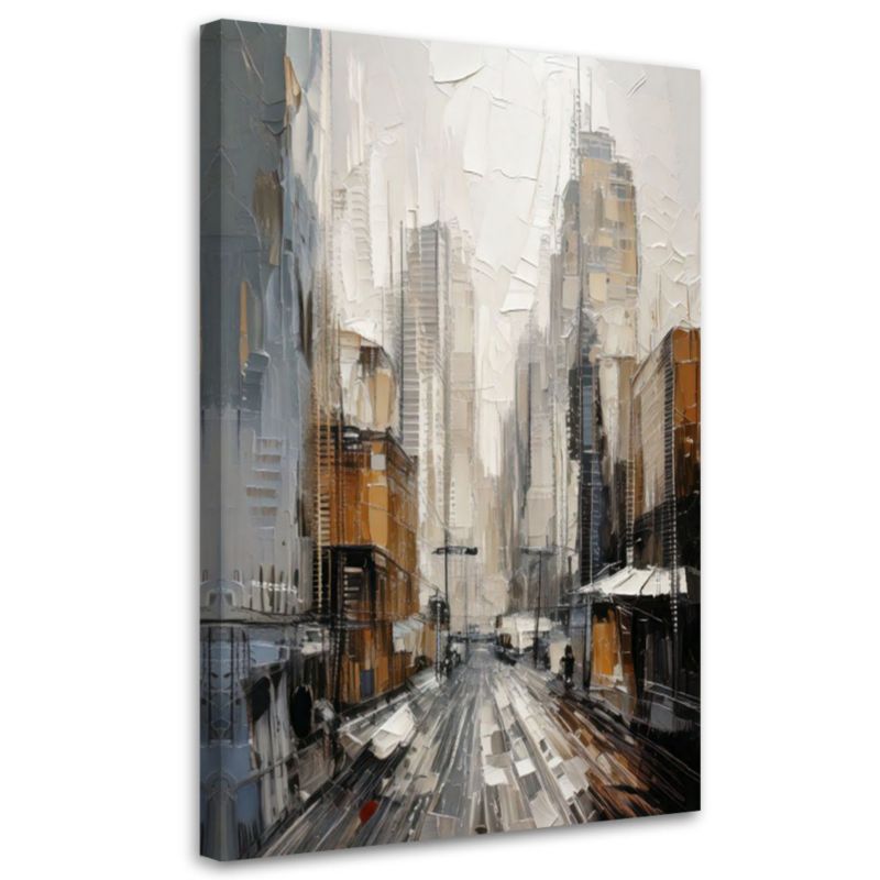 Obraz do salonu sypialni Feeby Miasto Ulica Akryl Beżowy Szary 60x90cm 1szt