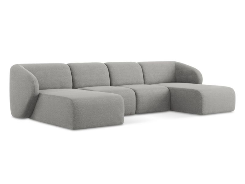 Sofa panoramiczna LaMiaSofa CERVO z tkaniny bouclé 370x170 cm jasny szary 1 szt.