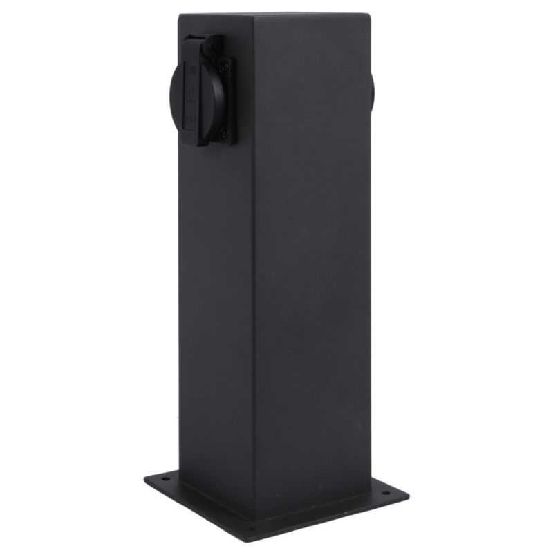 Słupek zasilający ogrodowy Polux Elektri grafitowy 2 x gniazdo IP44 wym: 28 x 11 x 11 cm aluminium - 1 szt.