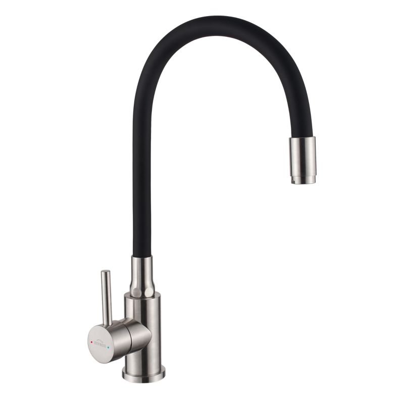 Bateria kuchenna zlewozmywakowa Invena z elastyczną wylewką Efi, inox/czarny 1 szt.