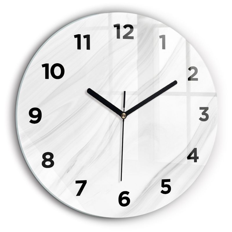 Zegar z czarnymi wskazówkami Wallfluent fi60 cm Dekoracyjny marmur 1 szt.
