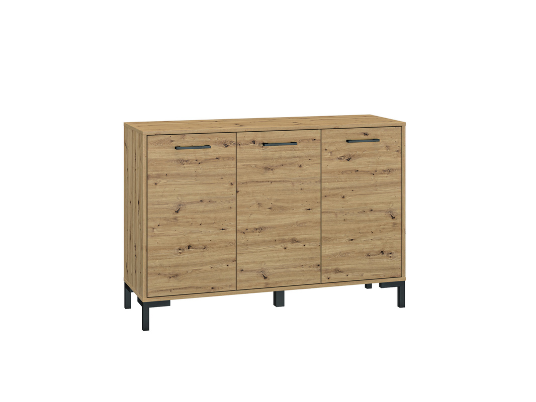 Trzydrzwiowa komoda do salonu 120 cm NEVIO dąb artisan