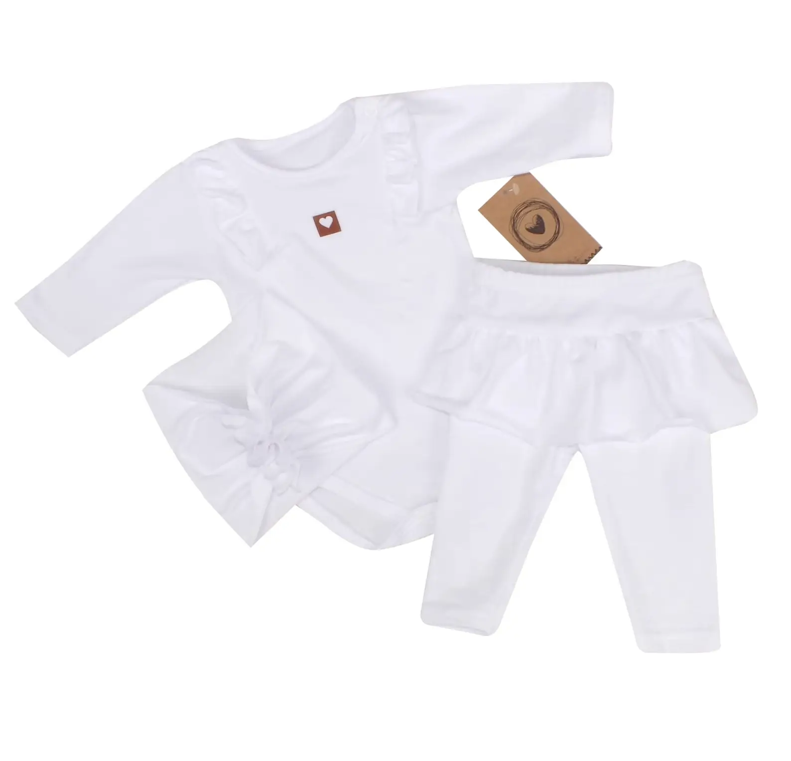 3CZ KOMPLET BODY + LEGGINSY ZE SPÓDNICZKĄ + OPASKA BIAŁY ZZ - 86