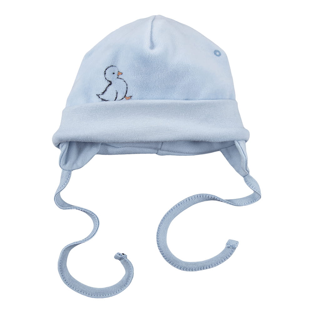 Czapka dziecięca niebieska w kaczuszki welur EV