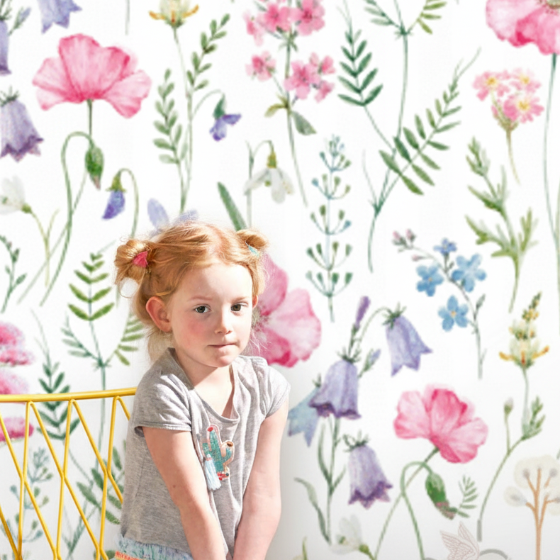 Tapeta Delikatne kwiaty malowane akwarelą Wyprzedaż