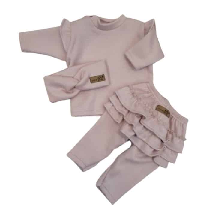 KAZUM 3CZ KOMPLET BLUZA OVERSIZE + LEGGINSY ZE SPÓ DNICZKĄ+ OPASKA PINK GLOW ZZ - 86