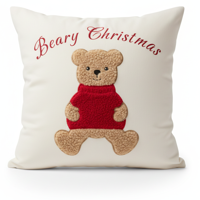 Poszewka świąteczna welwet z barankowym Misiem Teddy Merry Christmas BW