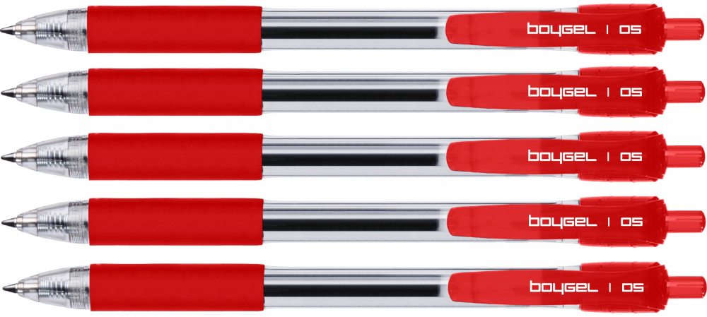 5x Długopis żelowy automatyczny Rystor, Boy Gel, 0.5mm, czerwony