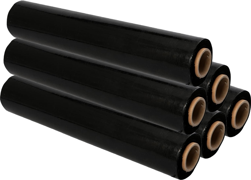 6x Folia zabezpieczająca stretch, 0.5x130m, 1.5kg netto, 23μm, czarny